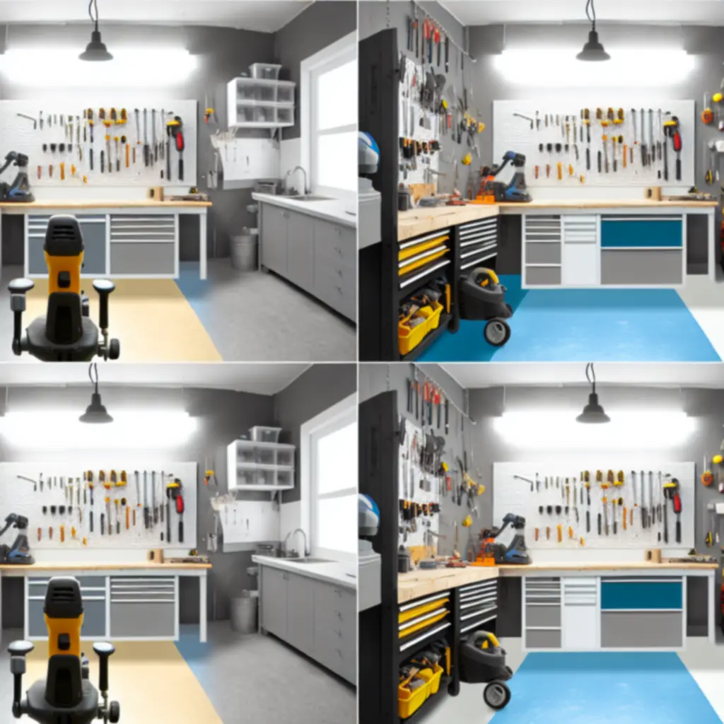 Zorganizowane stanowisko pracy z narzędziami ręcznymi i elektronarzędziami